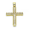 Dije Religioso 05.102.0054 Oro Laminado, Diseño de Cruz y Baguette, Diseño de Cruz, con Zirconia Cubica Blanca, Pulido, Dorado