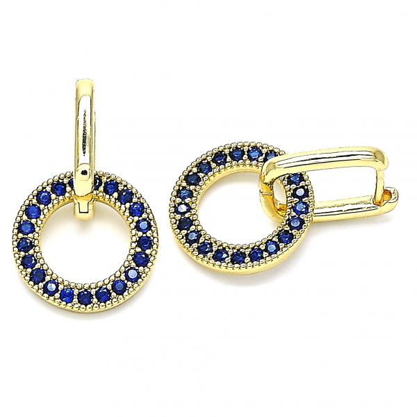 Argolla Huggie 02.210.0486.2.12 Oro Laminado, con Zirconia Cubica Zafiro Azul, Pulido, Dorado