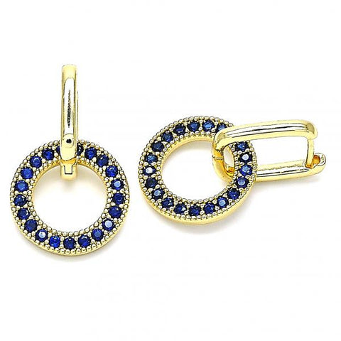 Argolla Huggie 02.210.0486.2.12 Oro Laminado, con Zirconia Cubica Zafiro Azul, Pulido, Dorado