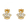 Arete Dormilona 02.213.0295 Oro Laminado, Diseño de Corona, con Micro Pave Blanca, Pulido, Dorado