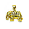 Dije Elegante 05.381.0009 Oro Laminado, Diseño de Elefante, con Micro Pave Multicolor, Pulido Blanco, Dorado