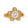 Anillo Multi Piedra 5.169.015.07 Oro Laminado, Diseño de Flor, con Zirconia Cubica Blanca, Pulido, Dorado