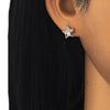 Arete Dormilona 02.336.0042.1 Plata Rodinada, Diseño de Estrella, con Micro Pave Blanca, Pulido, Oro Rosado