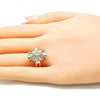 Anillo Multi Piedra 01.210.0099.07 Oro Laminado, con Zirconia Cubica Blanca, Pulido, Dorado