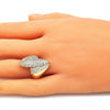 Anillo Multi Piedra 01.266.0042.09 Oro Laminado, con Micro Pave Blanca, Pulido, Dorado