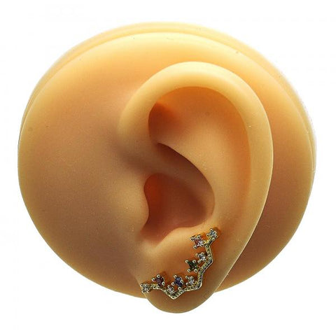 Arete Orejera 02.210.0725.1 Oro Laminado, con Zirconia Cubica Multicolor, Pulido, Dorado