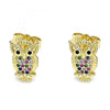 Arete Dormilona 02.156.0546.1 Oro Laminado, con Zirconia Cubica Blanca, Pulido, Dorado