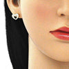 Arete Dormilona 02.156.0513 Oro Laminado, Diseño de Corazon, con Micro Pave Blanca, Pulido, Dorado
