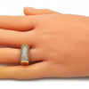 Anillo Multi Piedra 01.346.0009.09 Oro Laminado, con Micro Pave Blanca, Pulido, Dorado
