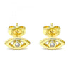 Arete Dormilona 02.156.0605.2 Oro Laminado, Diseño de Ojo Griego, con Zirconia Cubica Blanca, Pulido, Dorado