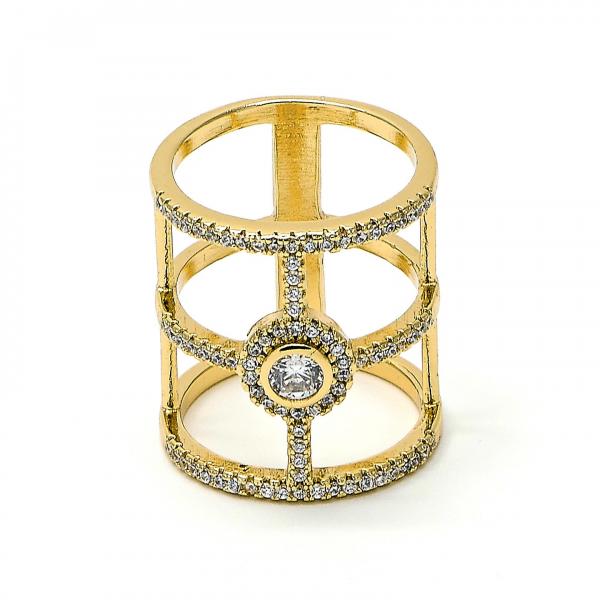 Anillo Multi Piedra 01.155.0037.09 Oro Laminado, con Micro Pave Blanca y Zirconia CubicaBlanca, Pulido, Dorado