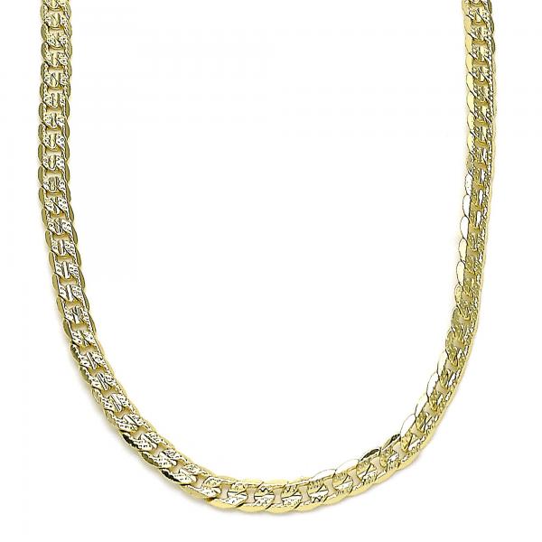 Gargantilla Básica 04.213.0237.16 Oro Laminado, Diseño de Cubana, Pulido, Dorado
