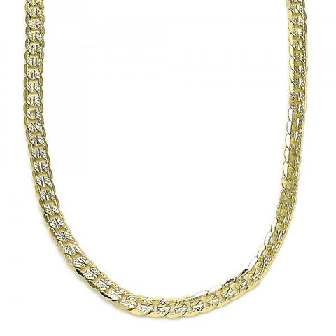 Gargantilla Básica 04.213.0237.16 Oro Laminado, Diseño de Cubana, Pulido, Dorado