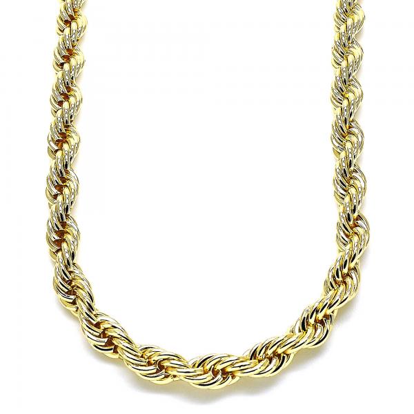 Gargantilla Básica 04.213.0206.24 Oro Laminado, Diseño de Rope, Pulido, Dorado