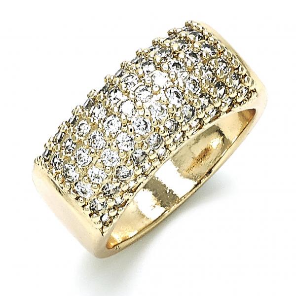 Anillo Multi Piedra 01.346.0009.09 Oro Laminado, con Micro Pave Blanca, Pulido, Dorado
