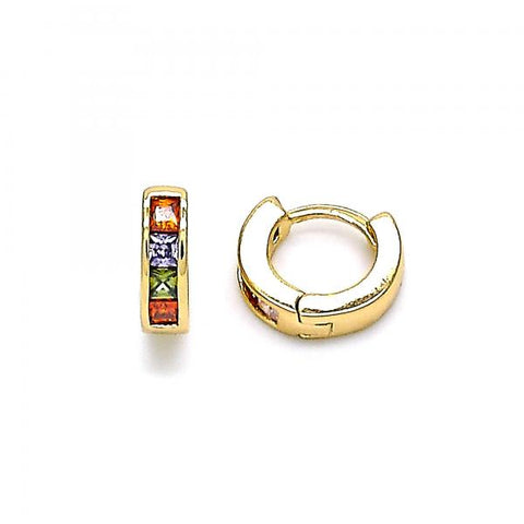 Argolla Huggie 02.213.0288.10 Oro Laminado, con Zirconia Cubica Multicolor, Pulido, Dorado