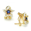 Arete Dormilona 02.217.0082.4 *PROMO* Oro Laminado, Diseño de Estrella, con Zirconia Cubica Zafiro Azul y Blanca, Pulido, Dorado