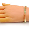 Pulsera Básica 04.378.0001.08 Oro Laminado, Diseño de Paperclip, Pulido, Dorado