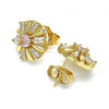 Arete Dormilona 02.387.0033.1 Oro Laminado, Diseño de Flor, con Zirconia Cubica Rosado y Blanca, Pulido, Dorado