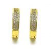 Argolla Huggie 02.195.0104.20 Oro Laminado, con Micro Pave Blanca, Pulido, Dorado