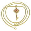 Collares con Dije 04.344.0011.1.20 Oro Laminado, Diseño de Llave, con Micro Pave Granate, Pulido, Dorado