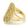 Anillo Multi Piedra 01.210.0065.08 Oro Laminado, Diseño de Corazon y Gota, Diseño de Corazon, con Zirconia Cubica Blanca, Pulido, Dorado