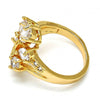 Anillo Multi Piedra 01.210.0023.09 Oro Laminado, Diseño de Gota, con Zirconia Cubica Blanca, Pulido, Dorado