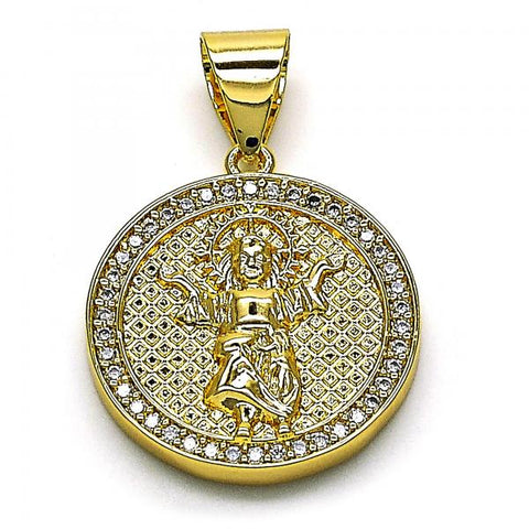 Dije Religioso 05.342.0134 Oro Laminado, Diseño de Divino Nino, con Micro Pave Blanca, Pulido, Dorado