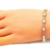 Pulsera Elegante 03.283.0131.08 Oro Laminado, Diseño de Gota, con Zirconia Cubica Blanca, Pulido, Dorado