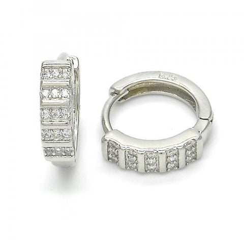 Argolla Huggie 02.175.0175.15 Plata Rodinada, con Micro Pave Blanca, Pulido, Rodinado