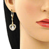 Arete Largo 02.387.0060.2 Oro Laminado, Diseño de Corazon, con Zirconia Cubica Blanca, Pulido, Dorado