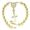 Rosario de Pulsera 09.213.0019.08 Oro Laminado, Diseño de Virgen Maria y Cruz, Diseño de Virgen Maria, Pulido, Dorado