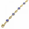 Pulsera Elegante 03.326.0012.2.08 Oro Laminado, Diseño de Ojo Griego, Resinado Azul, Dorado