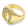 Anillo de Hombre 01.316.0001.10 Oro Laminado, Diseño de Caballo, con Zirconia Cubica Blanca, Pulido, Dorado