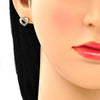Arete Dormilona 02.156.0469.1 Oro Laminado, Diseño de Corazon, con Micro Pave Rubi, Pulido, Dorado