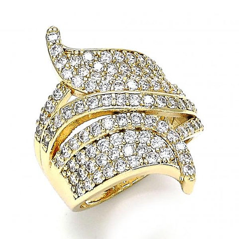 Anillo Multi Piedra 01.266.0043.08 Oro Laminado, con Micro Pave Blanca, Pulido, Dorado