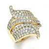 Anillo Multi Piedra 01.266.0043.08 Oro Laminado, con Micro Pave Blanca, Pulido, Dorado