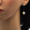 Arete Largo 02.239.0021.1 Rodio Laminado, Diseño de Flor, con Cristales de Swarovski Aurore Boreale, Pulido, Rodinado