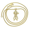 Collares con Dije 04.156.0296.20 Oro Laminado, Diseño de Nino Pequeno, con Micro Pave Blanca, Pulido, Dorado