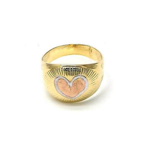 Anillo Elegante 01.21.0026.07 Oro Laminado, Diseño de Corazon y Amor, Diseño de Corazon, Diamantado, Dos Tonos