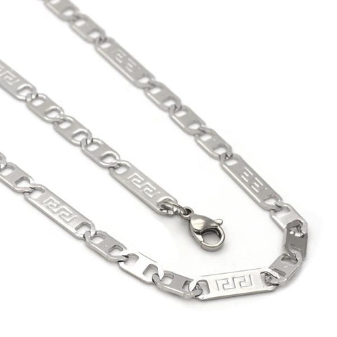 Collar y Pulso 04.113.0046.24 Acero Inoxidable, Diseño de Llave Griega, Diamantado, Acero