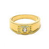 Anillo de Hombre 5.175.022.09 Oro Laminado, Diseño de Solitario, con Zirconia Cubica Blanca, Diamantado, Dorado