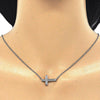 Collares con Dije 04.336.0100.16 Plata Rodinada, Diseño de Cruz, con Micro Pave Blanca, Pulido, Rodinado