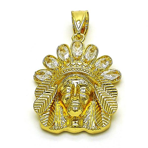 Dije Religioso 05.411.0016 Oro Laminado, Diseño de Jesus, con Zirconia Cubica Blanca, Pulido, Dorado