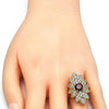 Anillo Multi Piedra 01.346.0002.07 Oro Laminado, con Zirconia Cubica Granate y Blanca, Pulido, Dorado