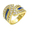 Anillo Multi Piedra 01.99.0100.2.09 Oro Laminado, con Zirconia Cubica Tanzanita y Blanca, Pulido, Dorado