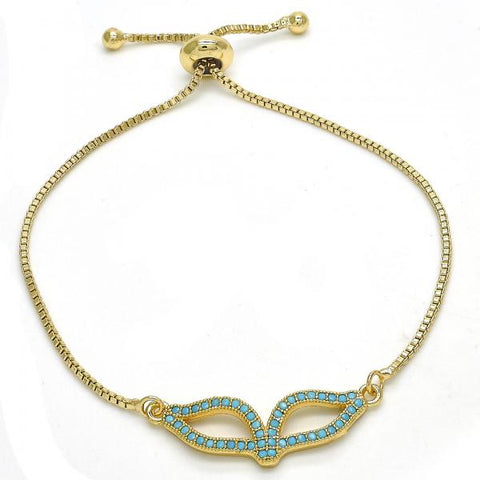 Pulsera Bolo Ajustable 03.316.0034.10 Oro Laminado, con Micro Pave Turquoise, Pulido, Dorado