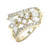 Anillo Multi Piedra 01.210.0098.08 Oro Laminado, con Zirconia Cubica Blanca, Pulido, Dorado