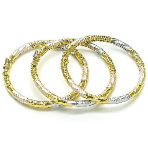 Aro Trio 07.93.0018.02 Oro Laminado, Diseño de Hueco, Diamantado, Dorado