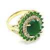 Anillo Multi Piedra 01.346.0021.3.09 Oro Laminado, con Zirconia Cubica Verde y Blanca, Pulido, Dorado